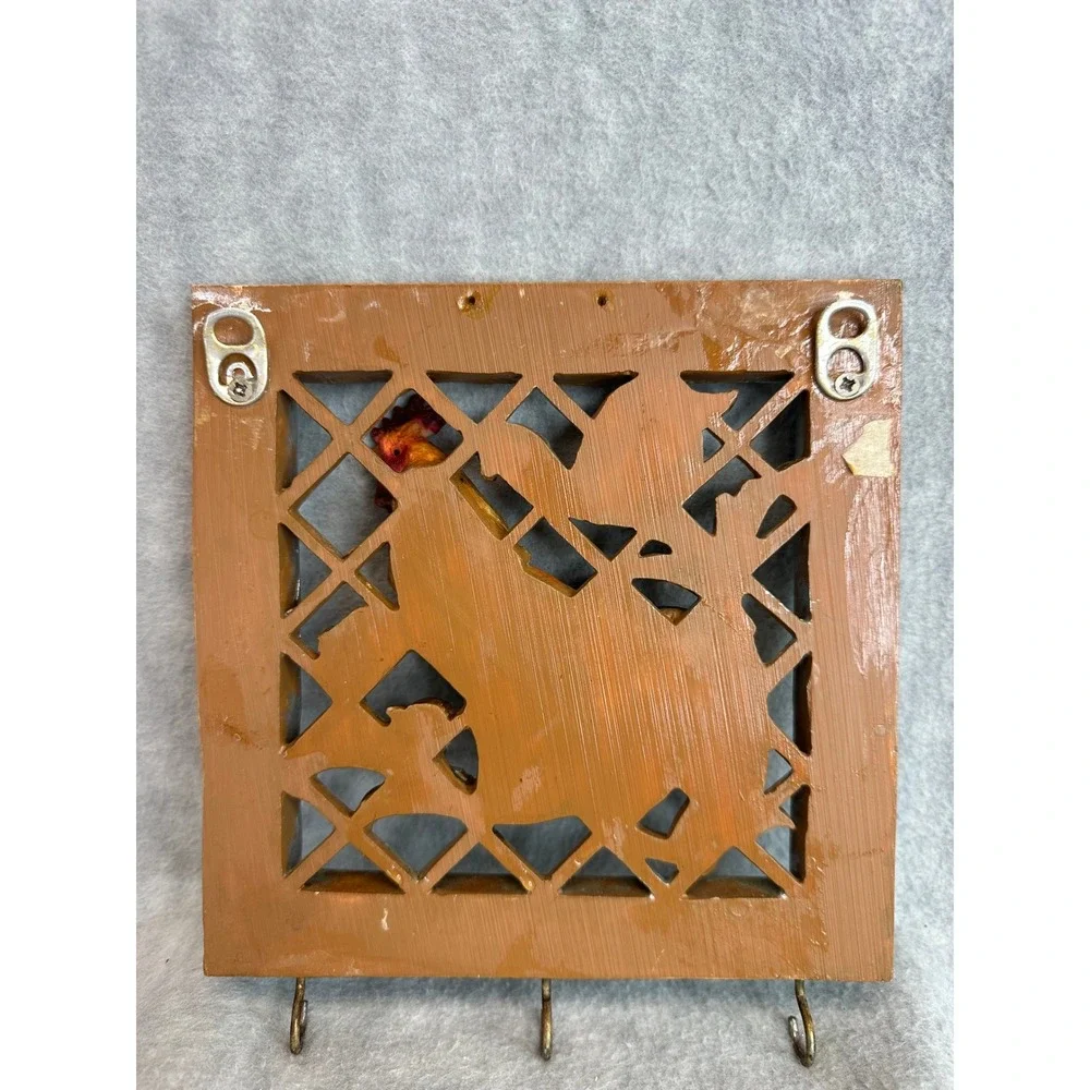Vintage Rooster 3D Wall Art Key Holder Rack Frame Plaque Rustic Farmhouse Decor‎